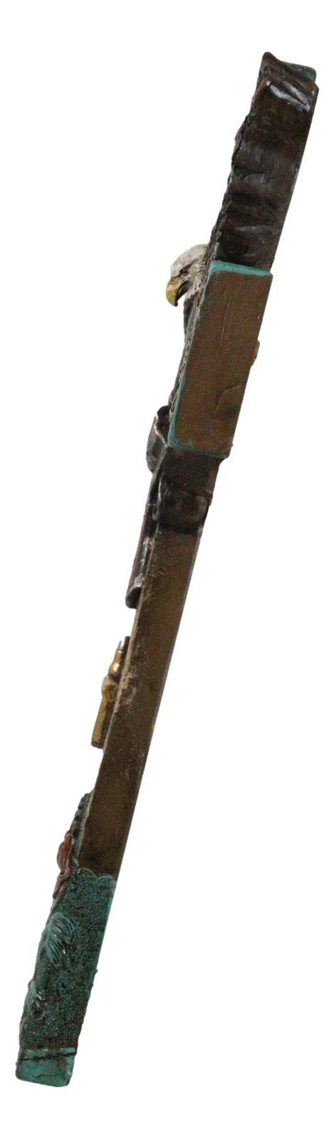Rustic Western Turquoise Flowers Eagle Dual Pistols Cowboy Faux Wood Wall Cross-4