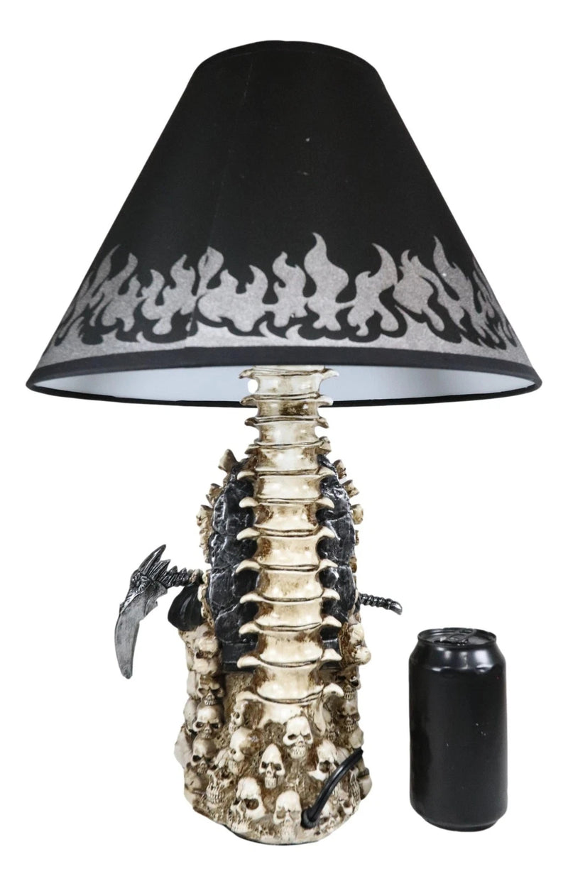 Grim Reaper Seated On Skeleton Justice Throne With Scythe Table Lamp Shade-5
