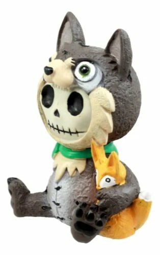 Furrybones Big Bad Wolf Figurine 3.5"H Hooded Wolfgang Costume Skeleton Monster-2