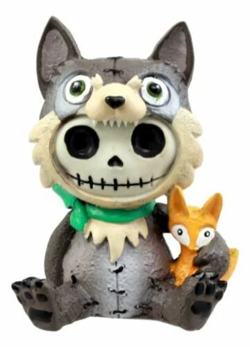 Furrybones Big Bad Wolf Figurine 3.5"H Hooded Wolfgang Costume Skeleton Monster-3