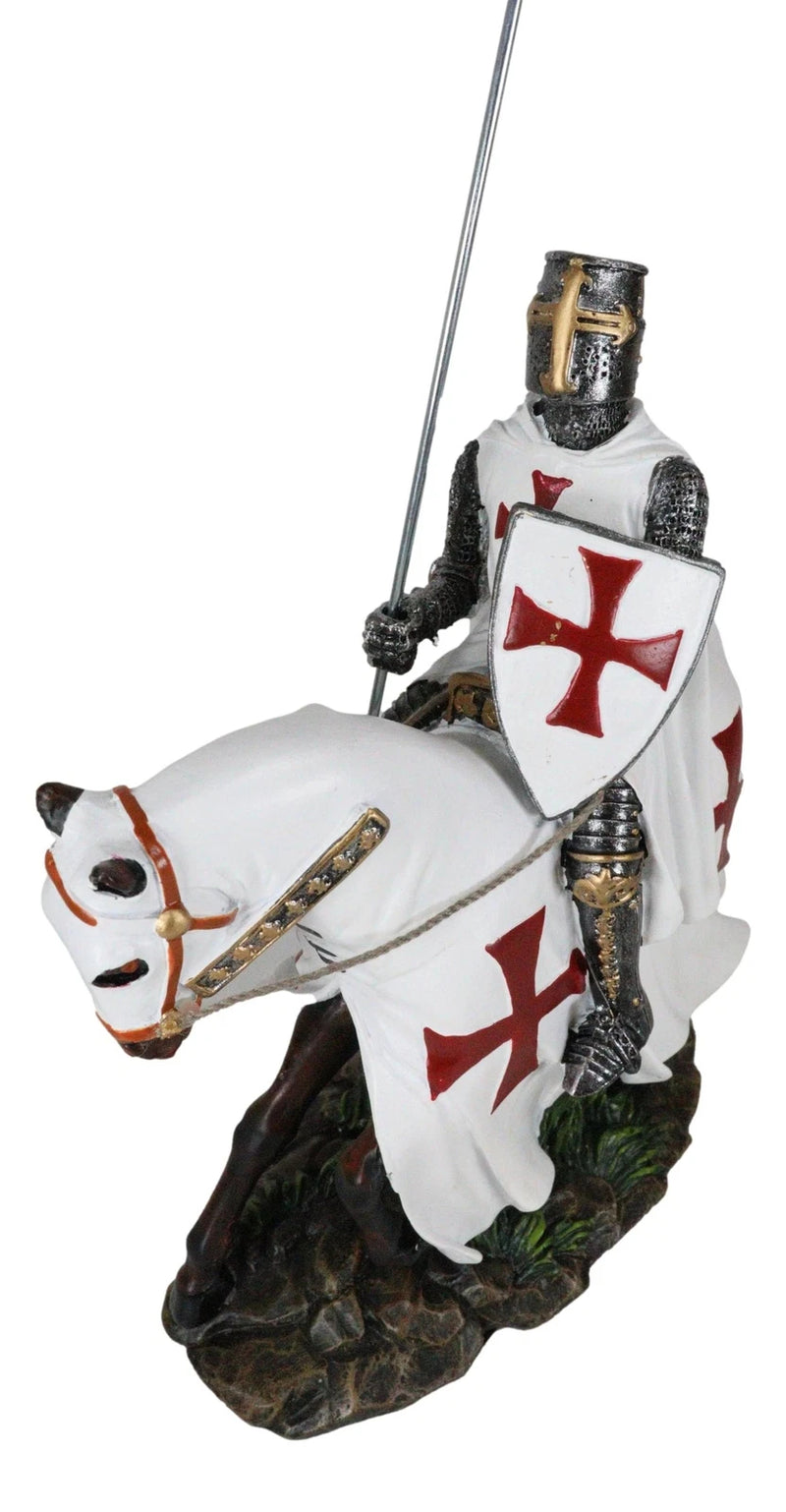 Crusader English Knight On Heavy Cavalry Horse Statue Phalanx Spear Horse-4