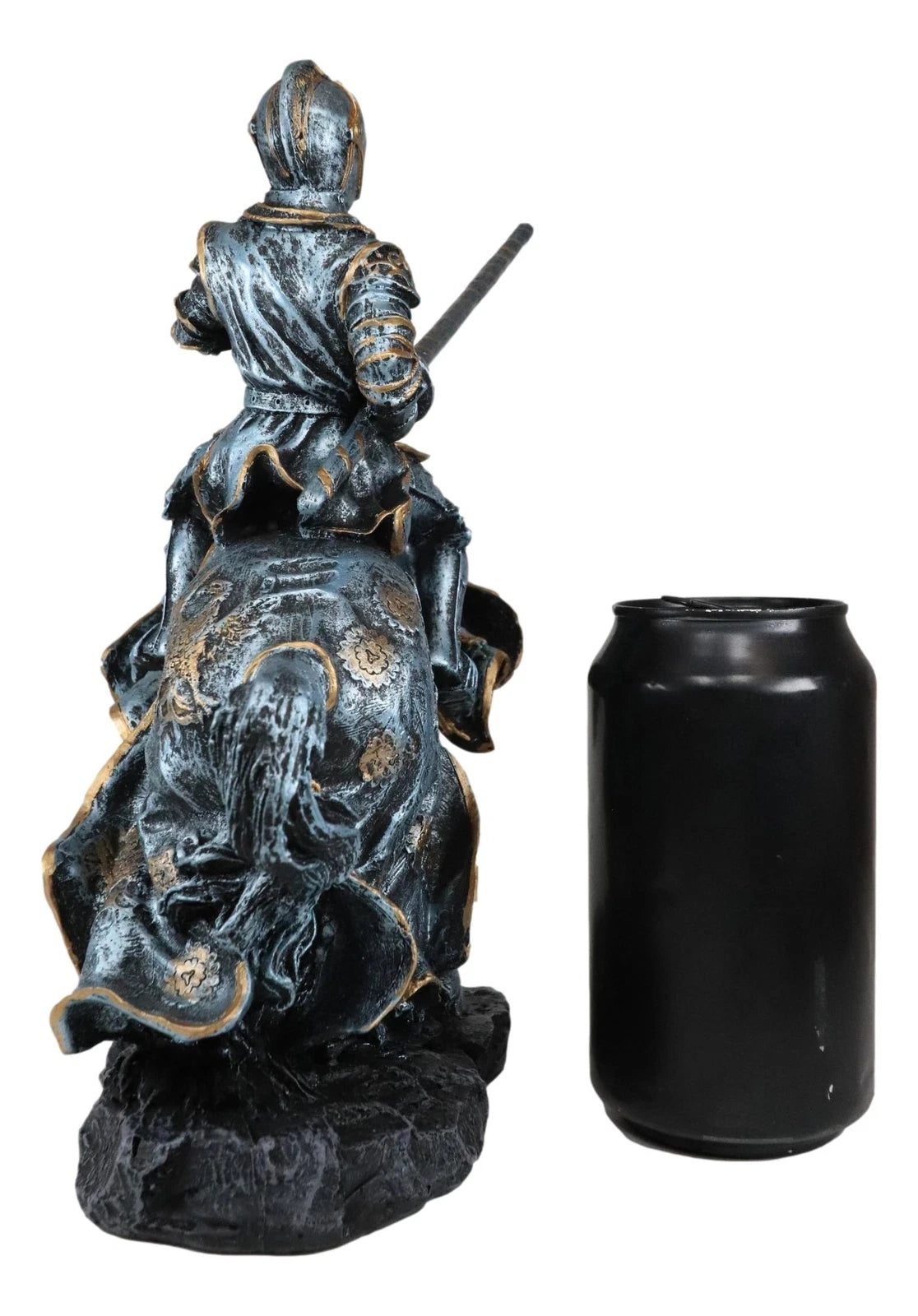 Medieval Champion Knight In Suit Of Armor With Lance On Horse Figurine-4