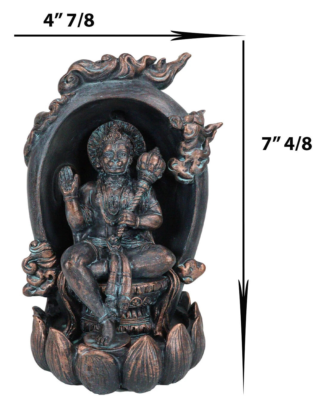 Hindu Buddha Hanuman Monkey God On Lotus Backflow Cone Incense Burner Figurine-9