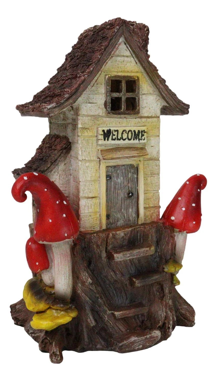 Fairy Garden LED Light Up Cottage Tree House With Toadstool Mushrooms Figurine-4