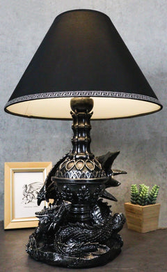 Climbing Gothic Dragon Desktop Table Lamp Statue Decor With Shade 19"H-1