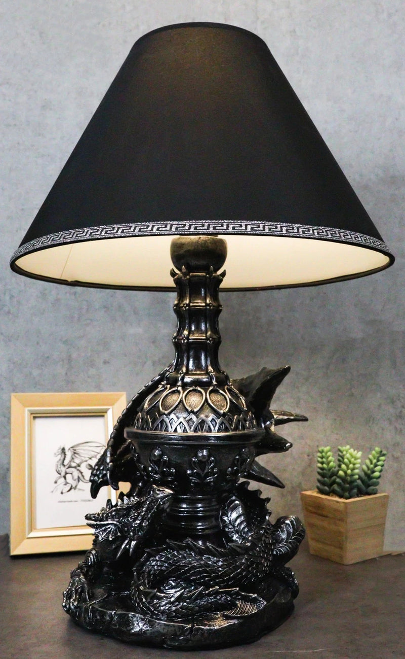Climbing Gothic Dragon Desktop Table Lamp Statue Decor With Shade 19"H-1