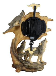 Howling Gray Wolves Family Table Clock with Pendulum 10.5" Height Decor-4