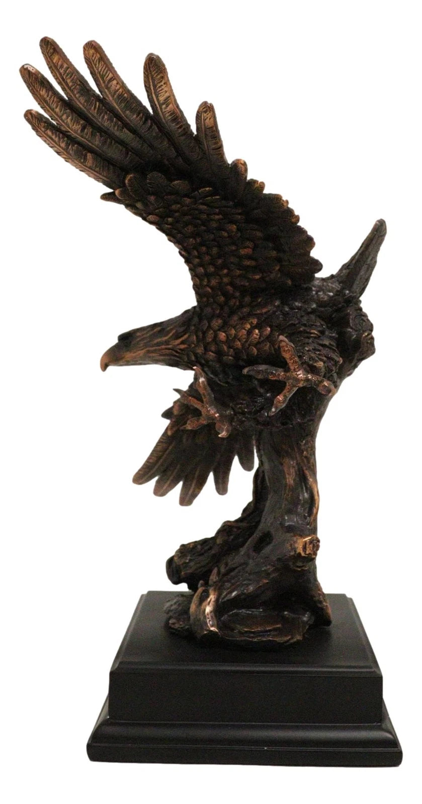Figura de resina galvanizada de bronce de un águila calva americana volando con las alas abiertas-4