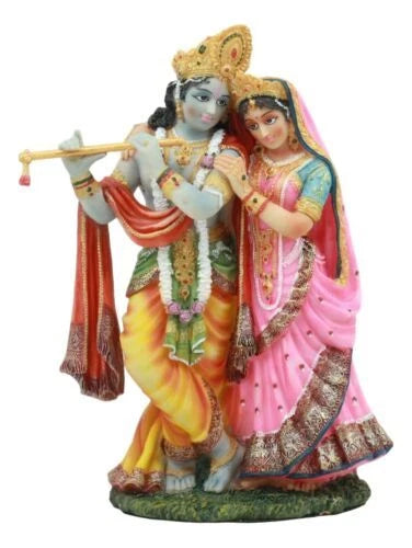 Vedic Radha And Krishna Statue Avatar Of Vishnu Shakti God's Divine Love 8"H-2