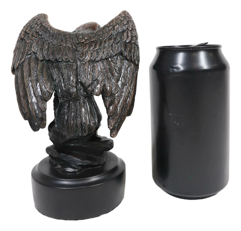 Surveyor Bald Eagle With Open Wings On Rock Electroplated Resin Statue-3