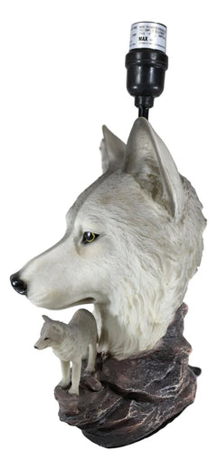 Gray Wolf Table Lamp Decor Wildlife Full Moon Howling Timber Wolf Pack-4