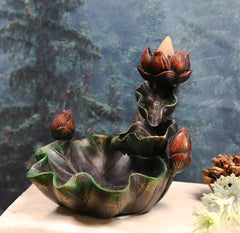 Zen Lotus Blossom Backflow Incense Cone Burner Tower Statue 4.25"Tall-3