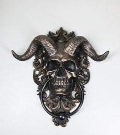 Baphomet Horned God Skull Hanging Door Knocker with Built in Striker Plate-5