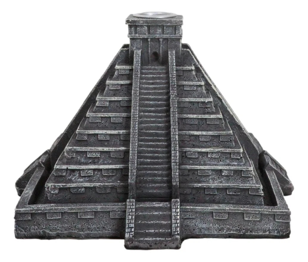 Temple of Kukulcan Mesoamerican Aztec Step Pyramid Backflow Incense Cone Burner-3