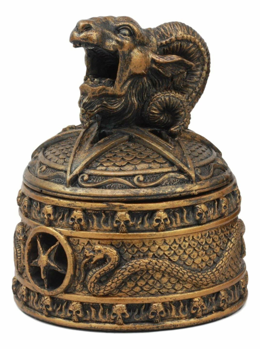 Baphomet Backflow Incense Cone Burner Trinket Jewelry Box-3