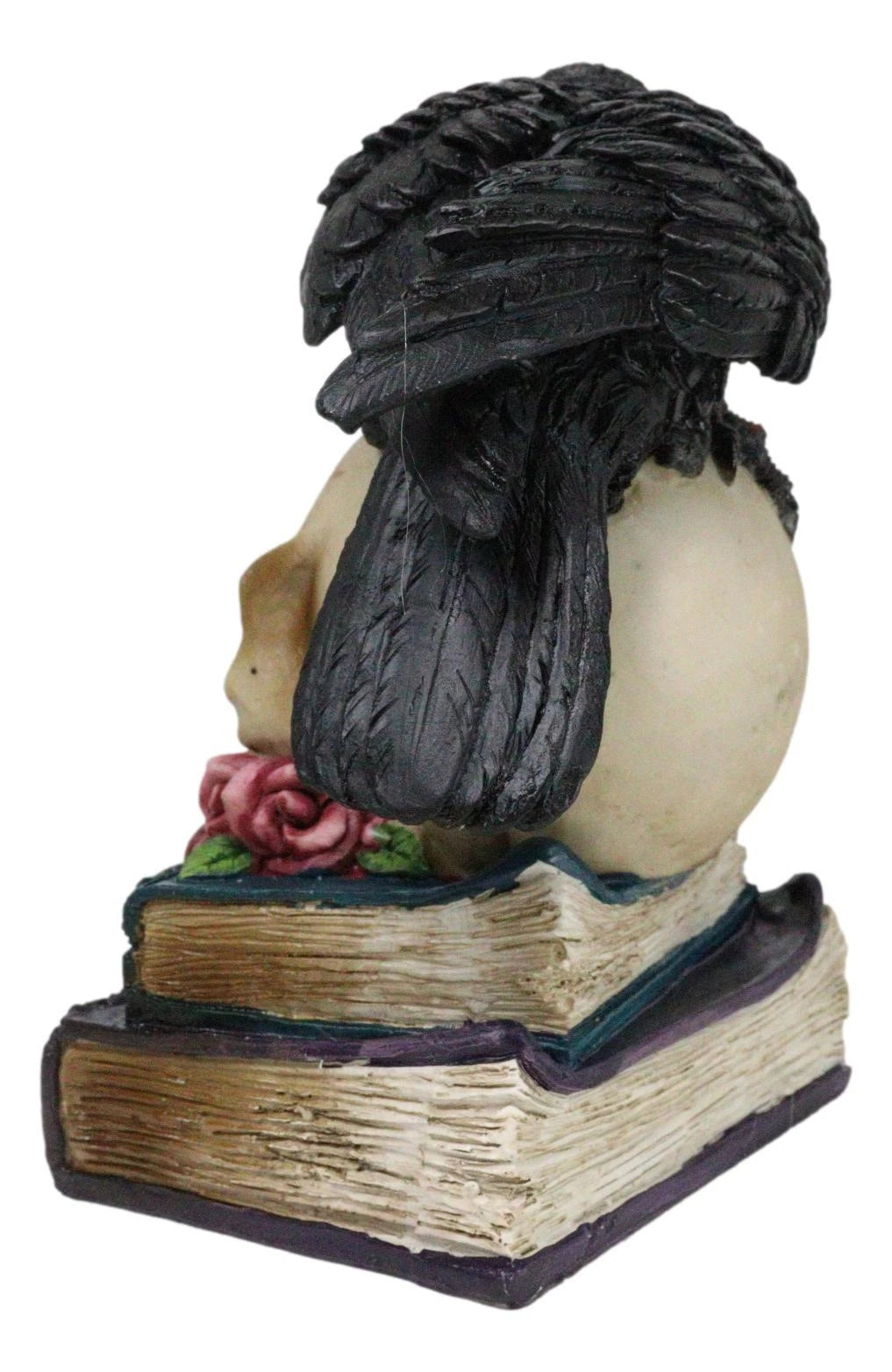 Raven Crow Perching On Skull With LED Eyes And Spell Books Of Prophecy Figurine-5