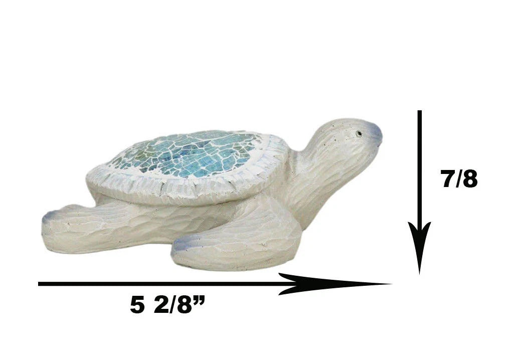 Coastal Ocean Giant Sea Turtle Decorative Figurine With Crushed Glass Shell-5