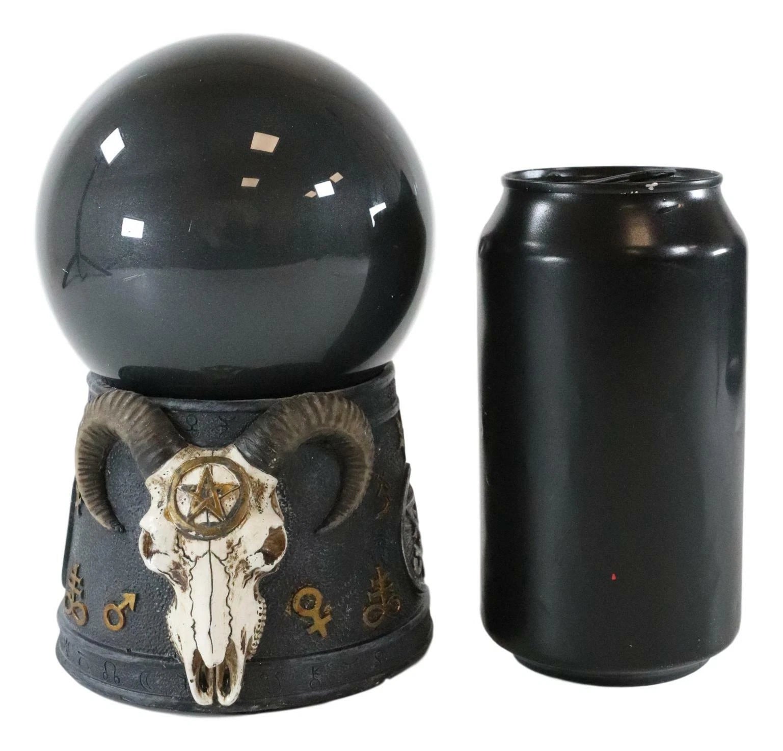 Pentagram Sigil Sabbatic Goat Baphomet Skull Black Sandstorm Gazing Ball-4