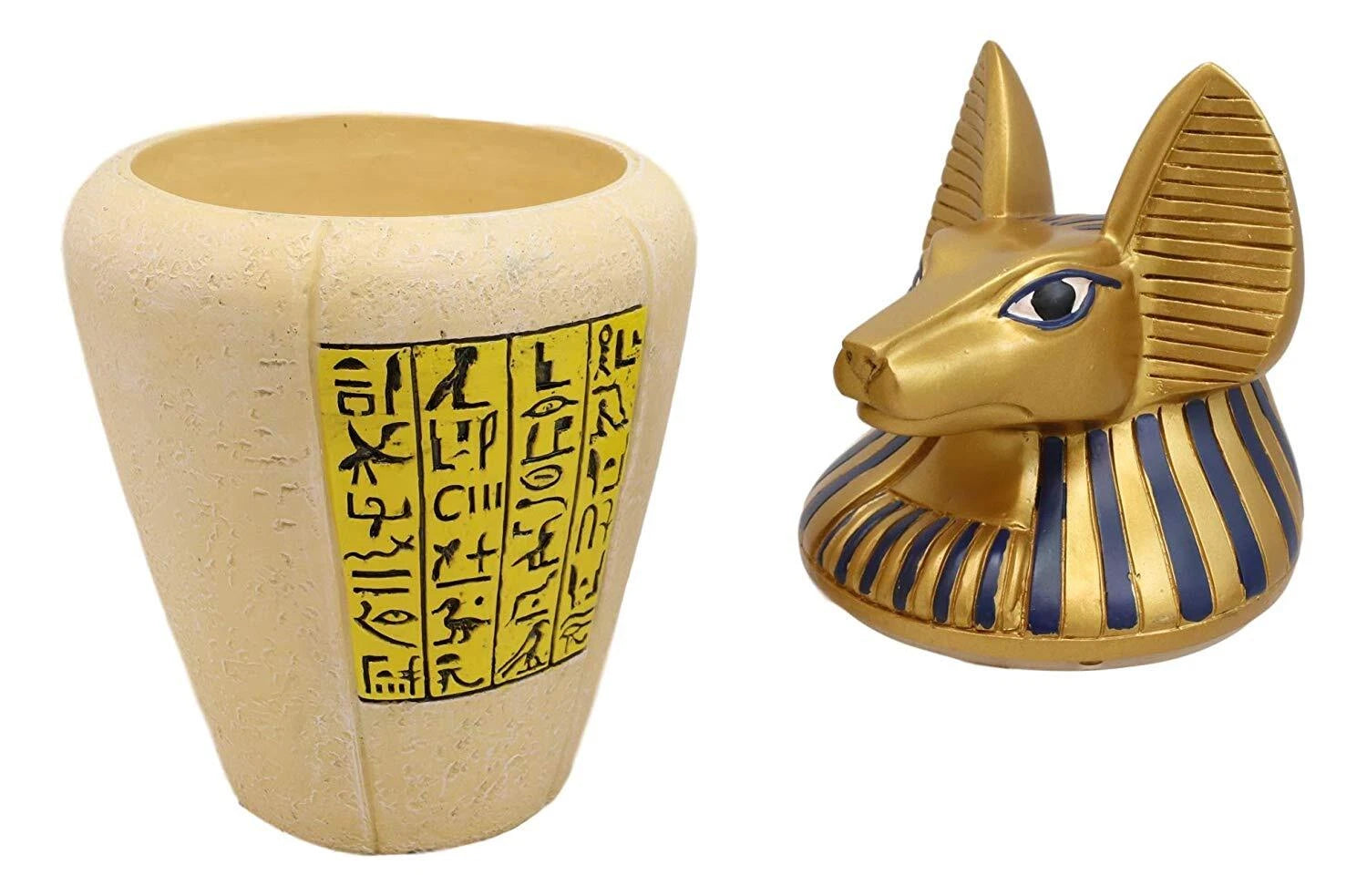 Egyptian God of The Dead Anubis Canopic Jar Statue 10.5"H With Hieroglyphs Decor-4