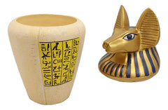 Egyptian God of The Dead Anubis Canopic Jar Statue 10.5"H With Hieroglyphs Decor-4