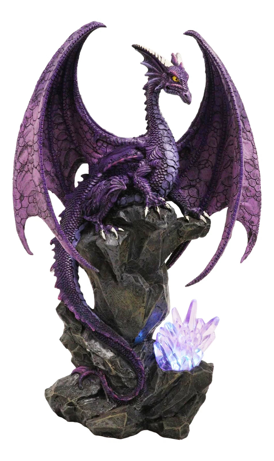 Large Hoarfrost Twilight Dragon Guarding LED Light Crystal Elements Statue-7