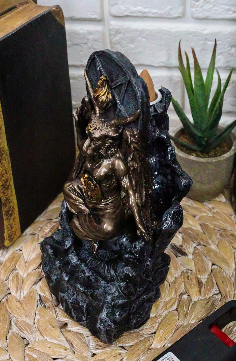 Sabbatic Goat Baphomet Pentagram Sigil Backflow Cone Incense Burner-3