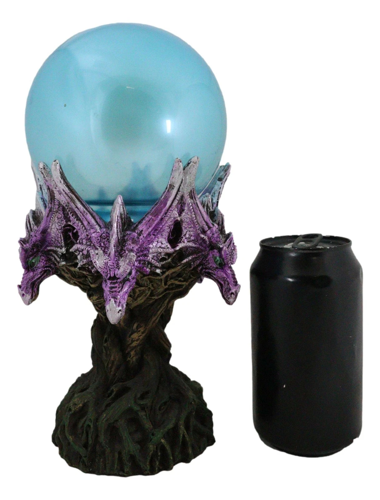 Fantasy Greenman Dragon Heads On Tree of Life Colorful LED Sphere Orb Figurine-4