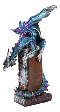 Spell Caster Metallic Ocean Dragon Perching On Necromancy Skull Books Figurine-5