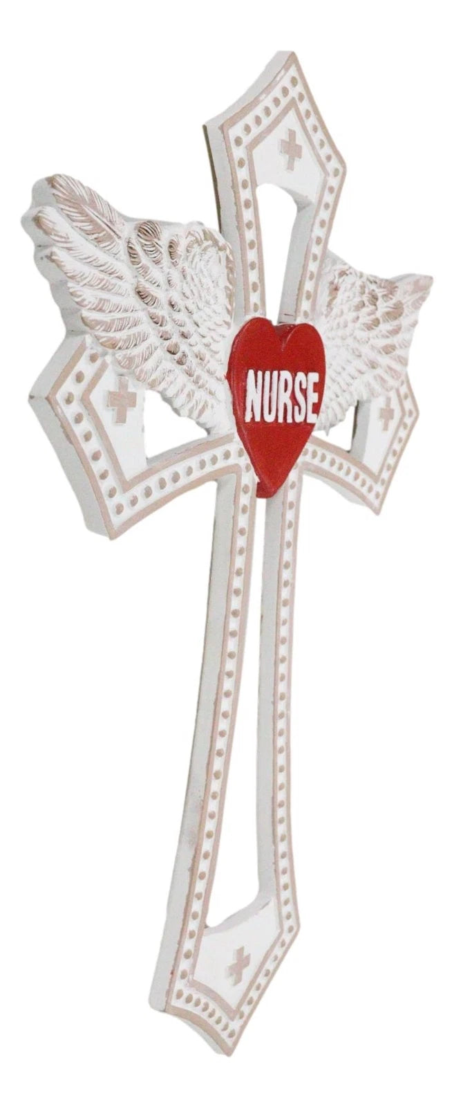 Western Physician Healer Red Heart With Angel Wings Nurse Wall Cross Decor-4