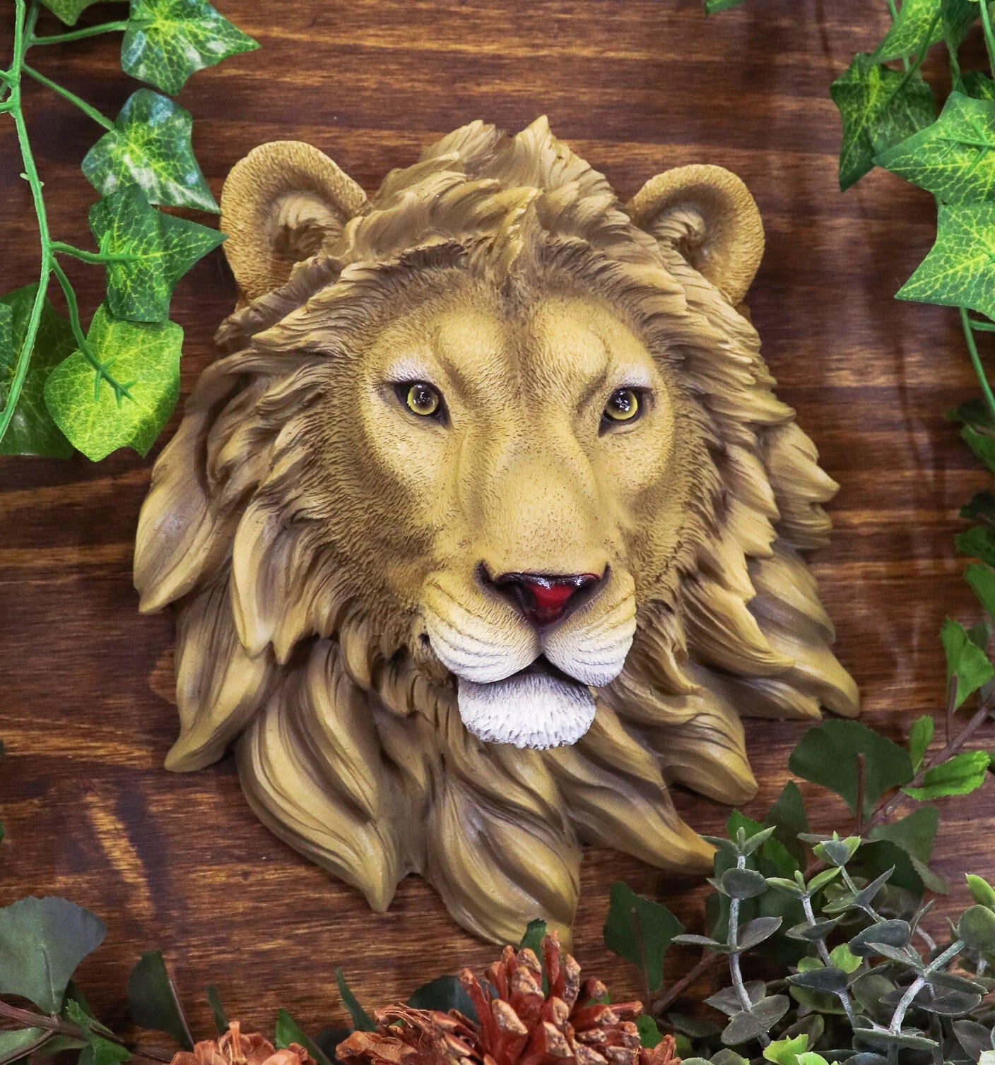 Safari King Of The Jungle Lion Head Wall Plaque 9.25"Tall Taxidermy