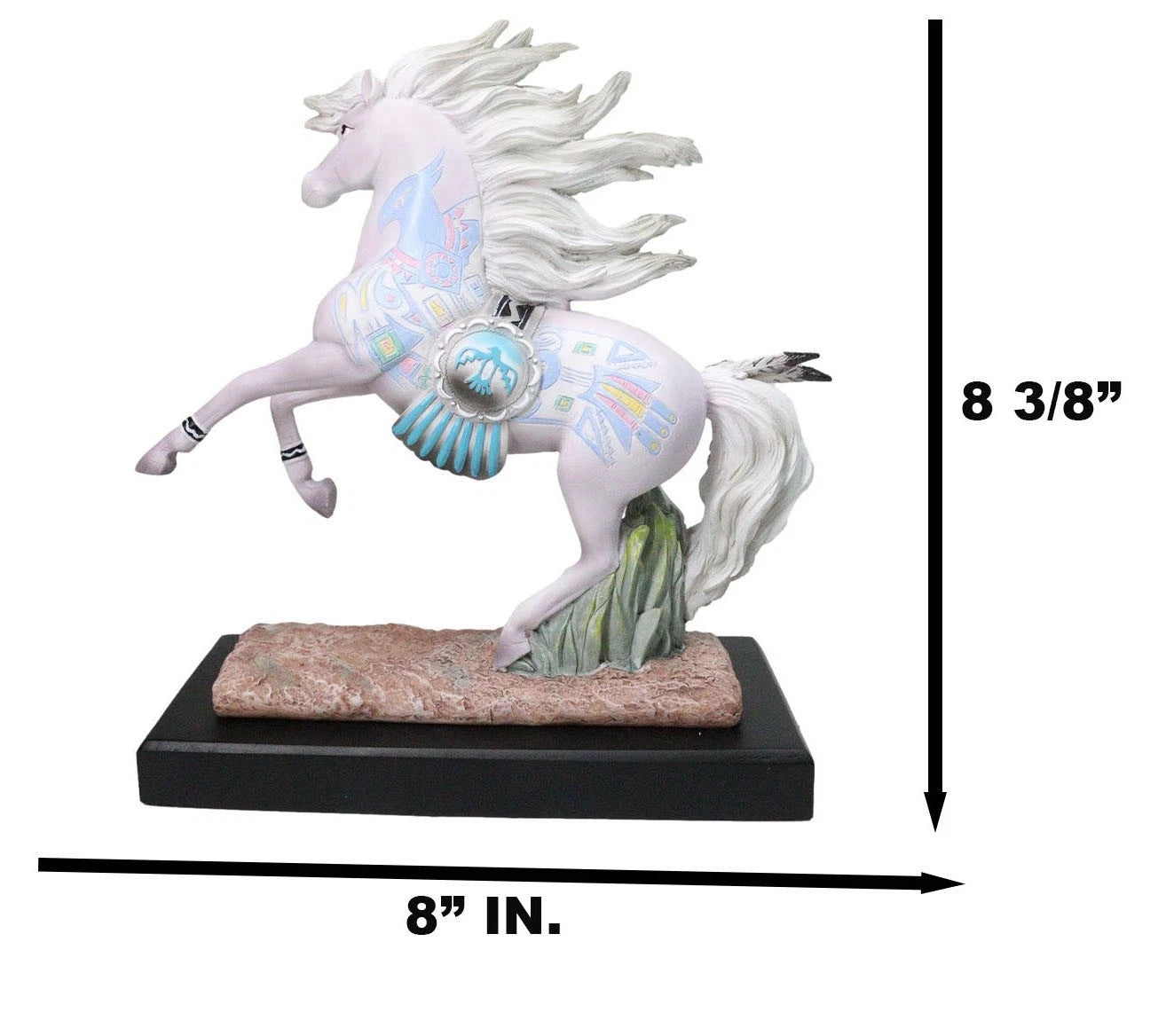 Figura de caballo Thunderbird, escultura decorativa nativa americana del oeste para el hogar, la oficina, estanterías, salas de estar, casas rústicas, exhibiciones de mesa, coleccionables ecuestres.-4