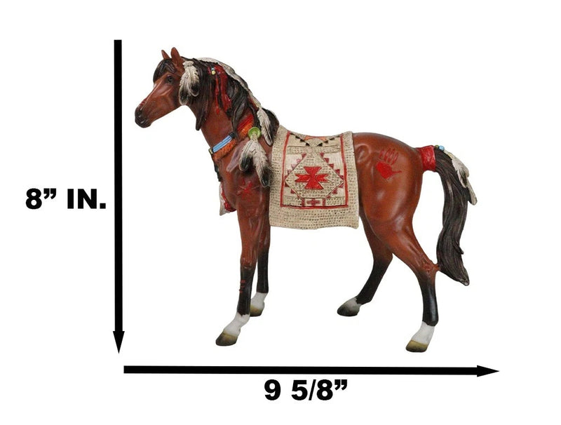 Estatua artesanal de caballo espiritual con sillín tapizado pintado, 24 cm de largo-7