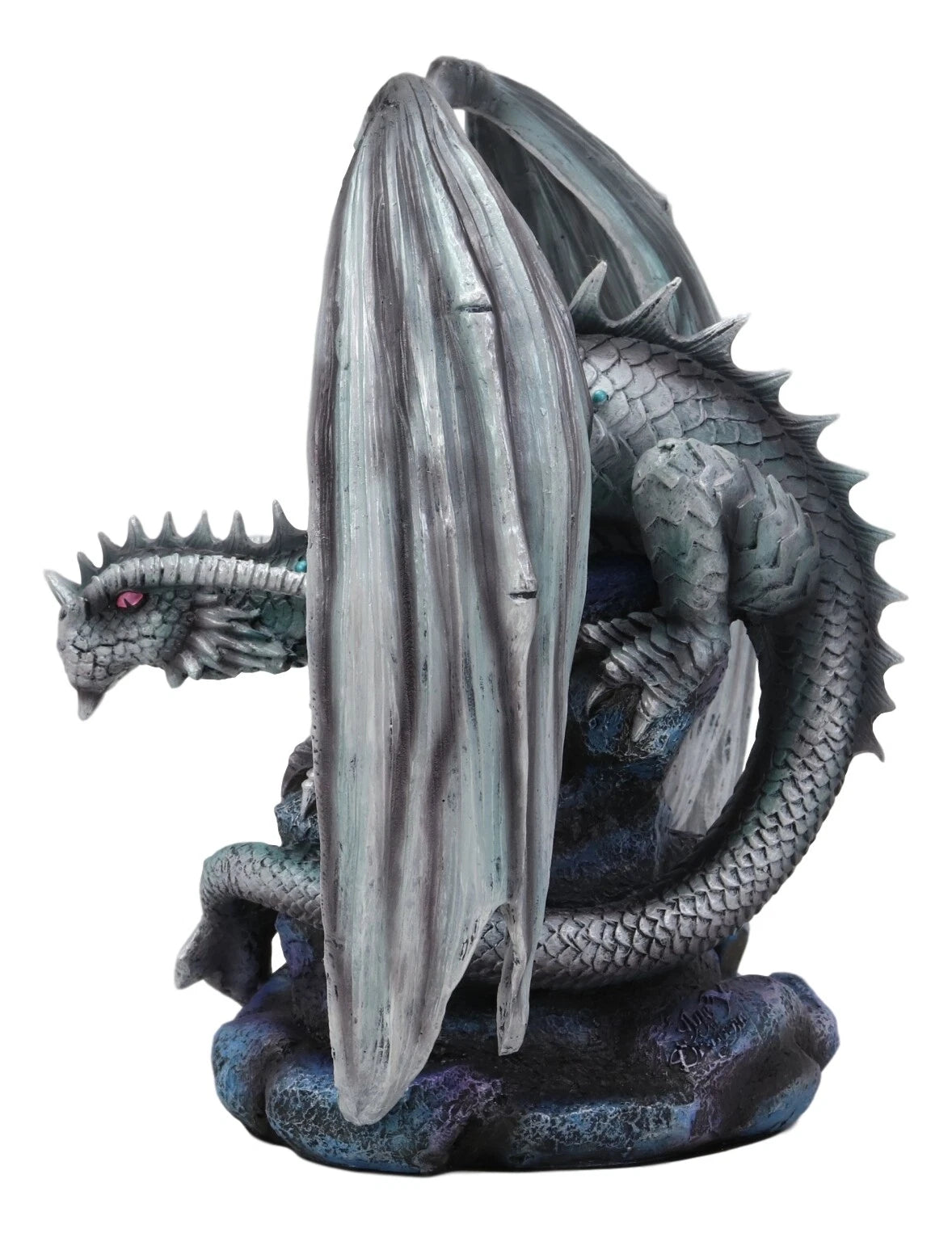 Anne Stokes Fantasy Silverback Baby Wyrmling And Adult Rock Dragon Statues Set-7