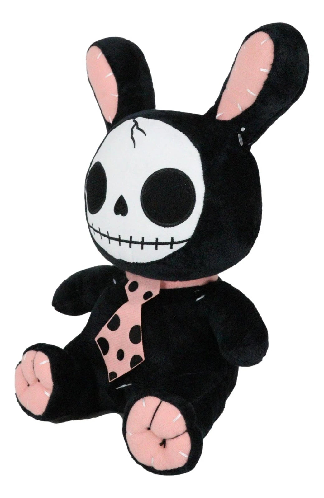 Furry Bones Skeleton Black Tuxedo Bunny With Pink Polka-dot Tie Plush Toy Doll-8
