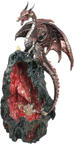 Sapphire Dragon On LED Crystal Mountain Backflow Incense Burner Figurine-3