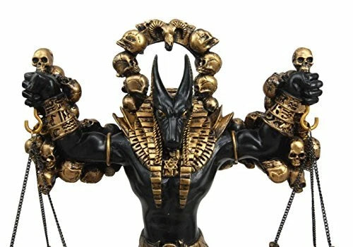 Anubis Statue Ankh Altar Weighing The Heart Against Feather Figurine 9"H-4