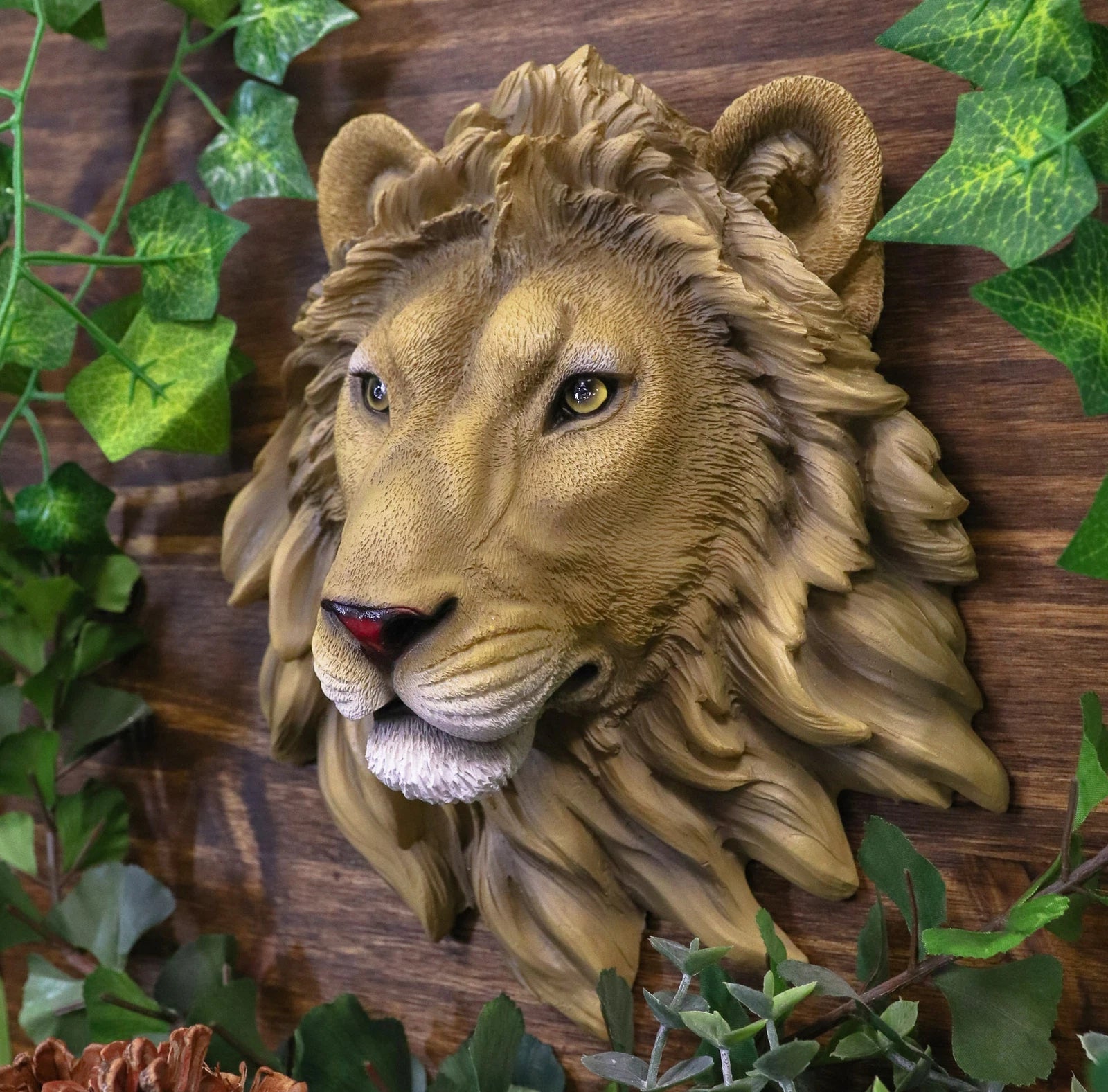 Safari King Of The Jungle Lion Head Wall Plaque 9.25"Tall Taxidermy-4