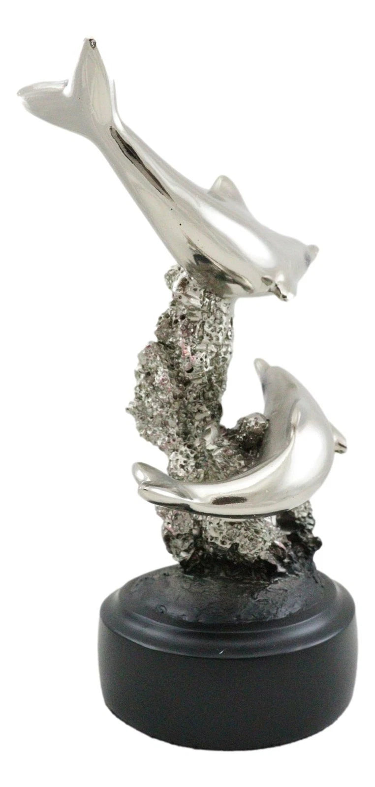 Nautical Marine Sea Gay Dolphins By Coral Reef Silver Electroplated Figurine-4