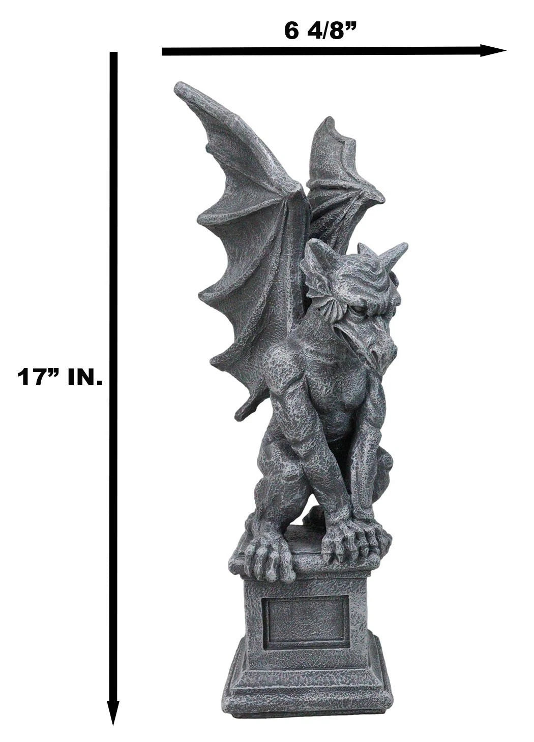 Griffin Statue, 17" Large Gothic Crouching Wise Old Gargoyle Figurine on Pedestal, Fantasy Home Decor for Garden, Mantle, Patio, or Bookshelf Display-5