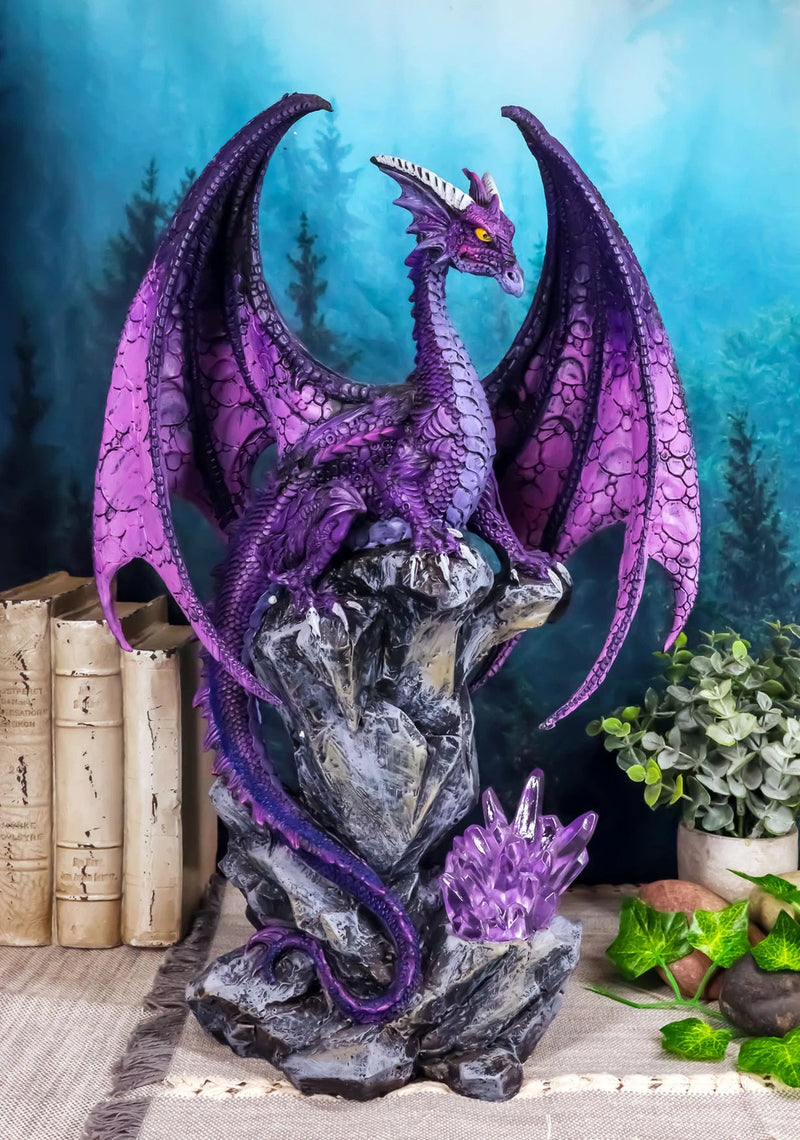 Large Hoarfrost Twilight Dragon Guarding LED Light Crystal Elements Statue-1