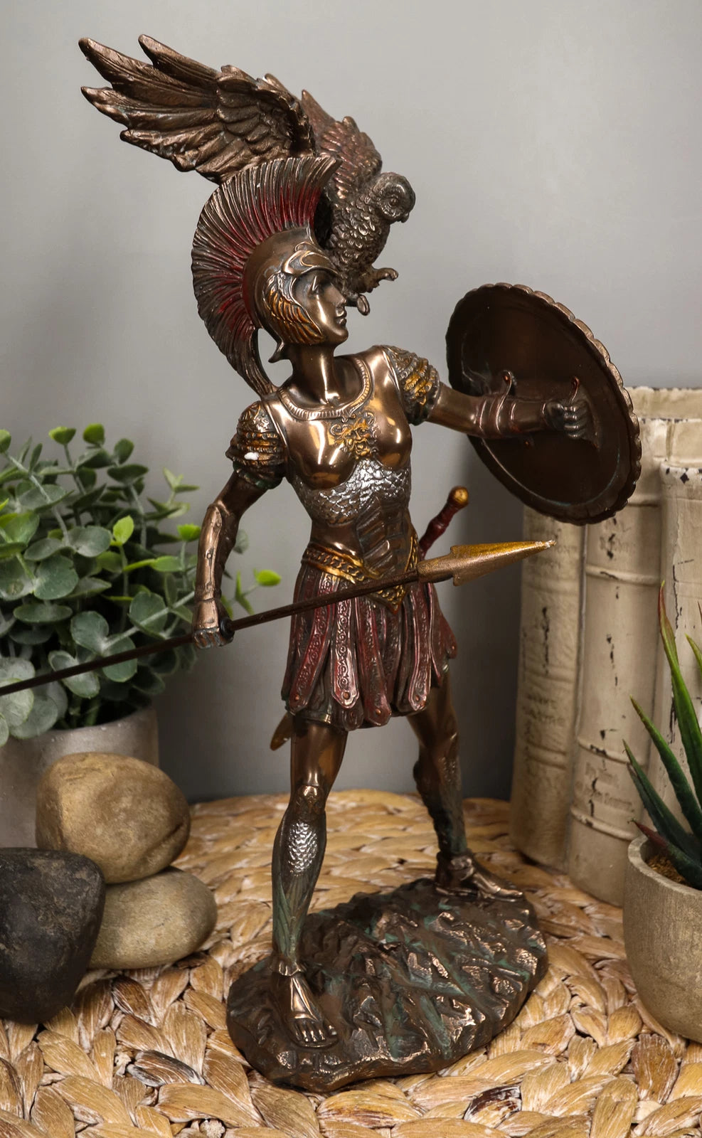 Athena Minerva With Wise Owl Statue Goddess Of Wisdom Sculpture 12"H-4