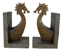 Nautical Marine Scandinavian Viking Fjord Dragon Longship Prow Ship Bookends Set-2