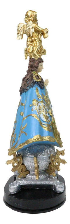 Figura de Nuestra Señora de San Juan de los Lagos con Corona Dorada y Ángeles, 12" de alto-6