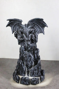 Dark Rocky Mountain Chernos Dragon Backflow Incense Tower Burner Statue-9