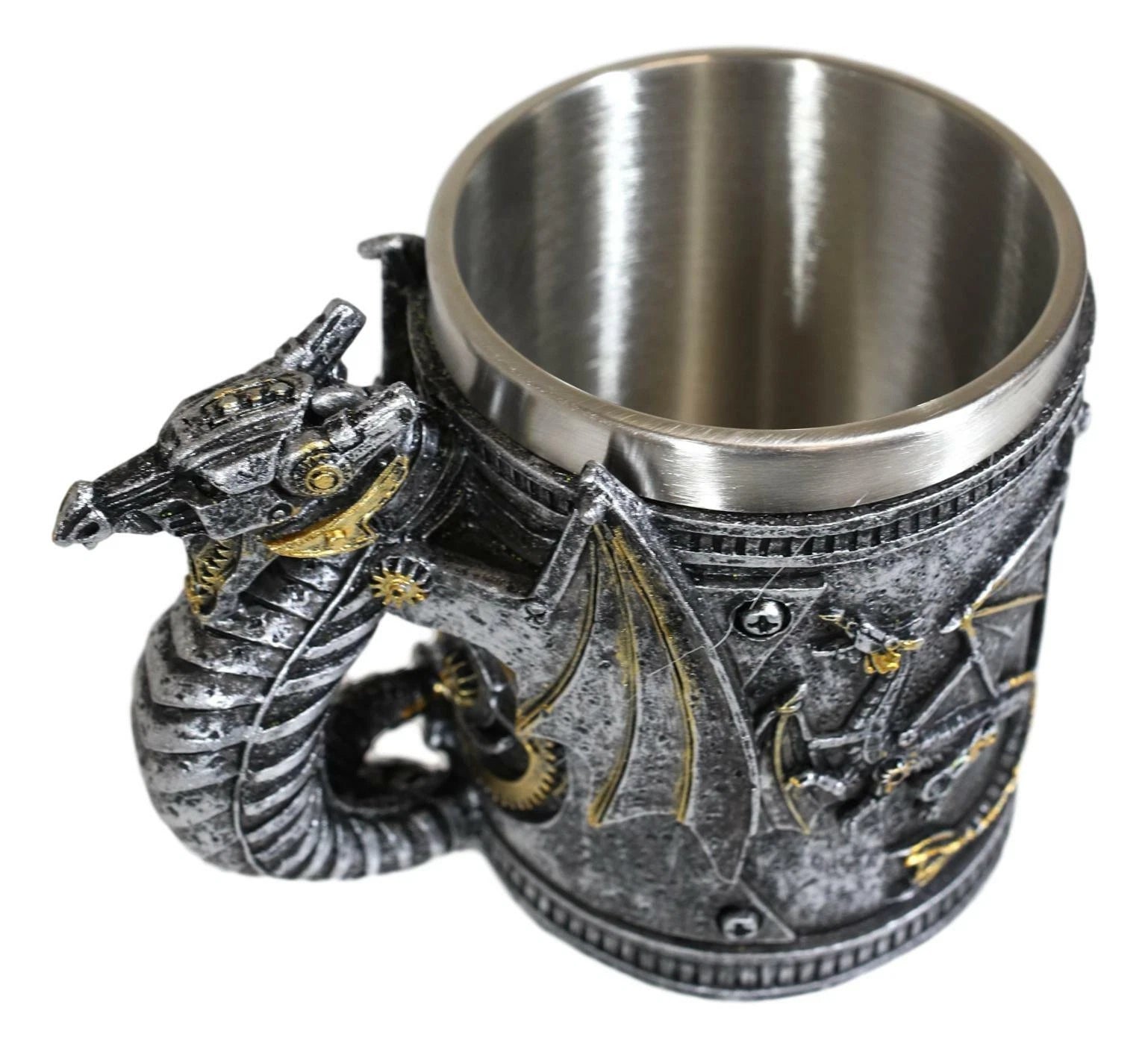Silver Surfer Steampunk Cyborg Robotic Dragon Jarra de cerveza Jarra Taza de café-5