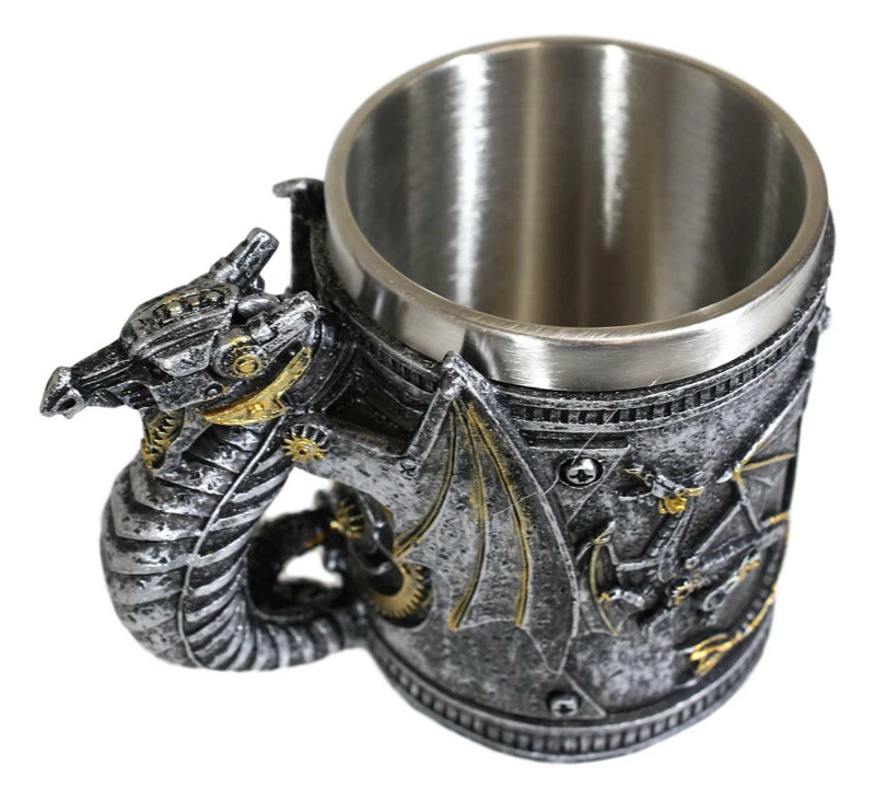 Silver Surfer Steampunk Cyborg Robotic Dragon Jarra de cerveza Jarra Taza de café-5
