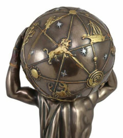 Greek God Primordial Titan Atlas Holding The World Globe Statue 11.75"Tall-4