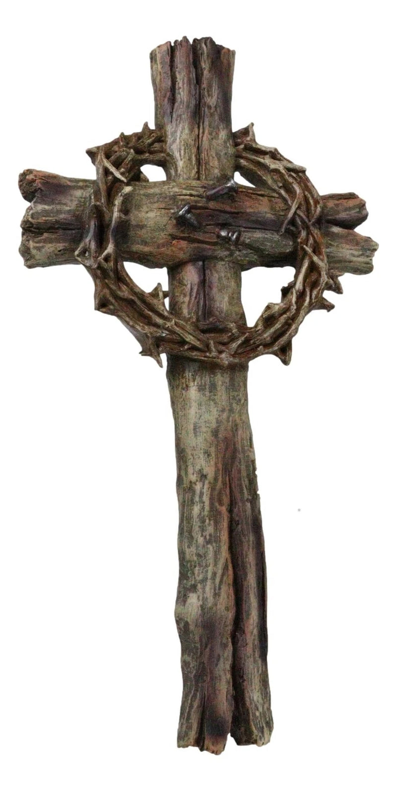 Rustic Via Dolorosa Calvary Crown of Thorns and Nails Faux Wooden Wall Cross-5