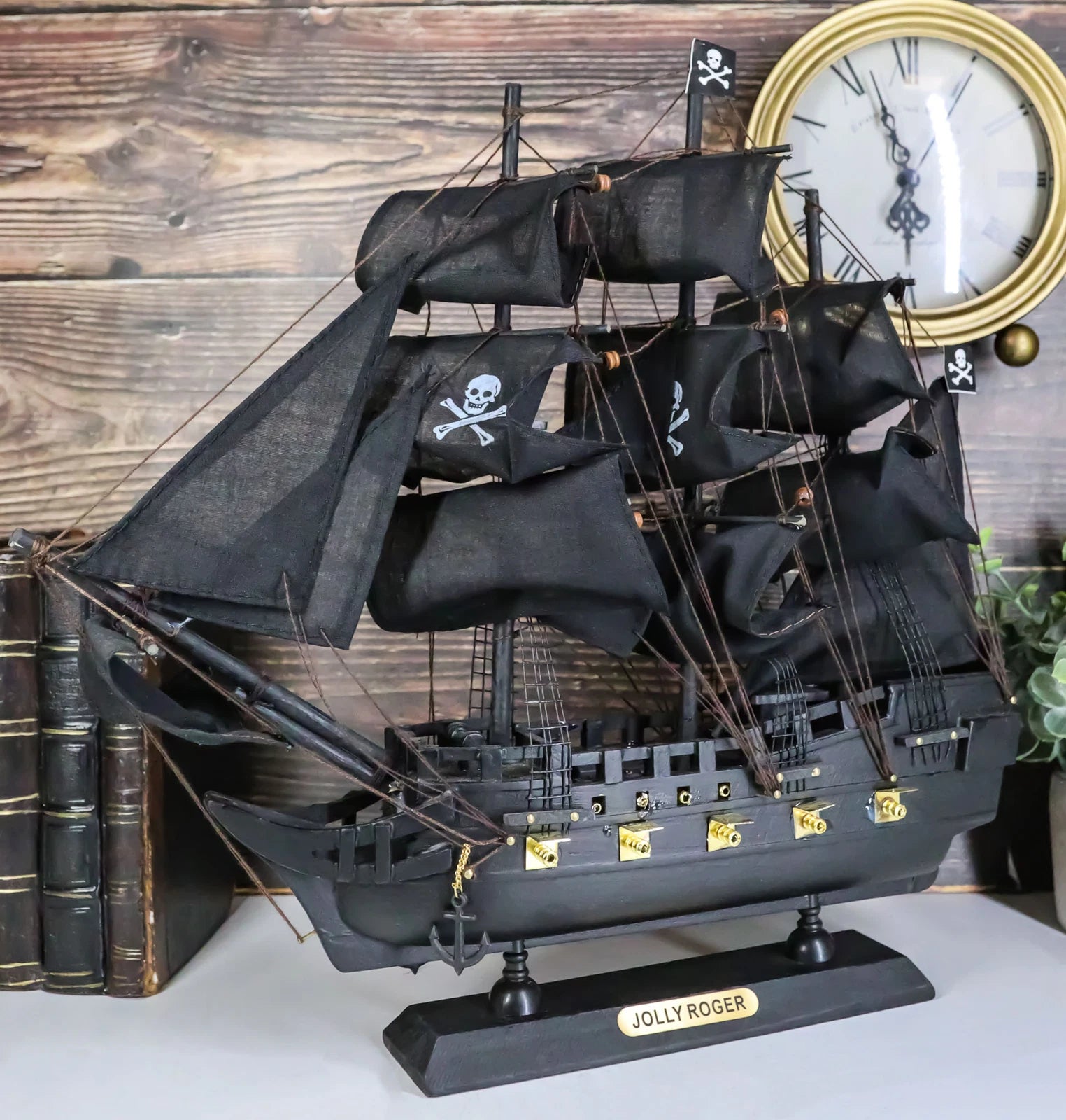 Pirate Skull Model, Jolly Roger Crossbones Sail Ship Decor for Home, Office, Desk, Shelf, Nautical Marine Boat Accessory, Halloween, Pirate Party Decoration-5