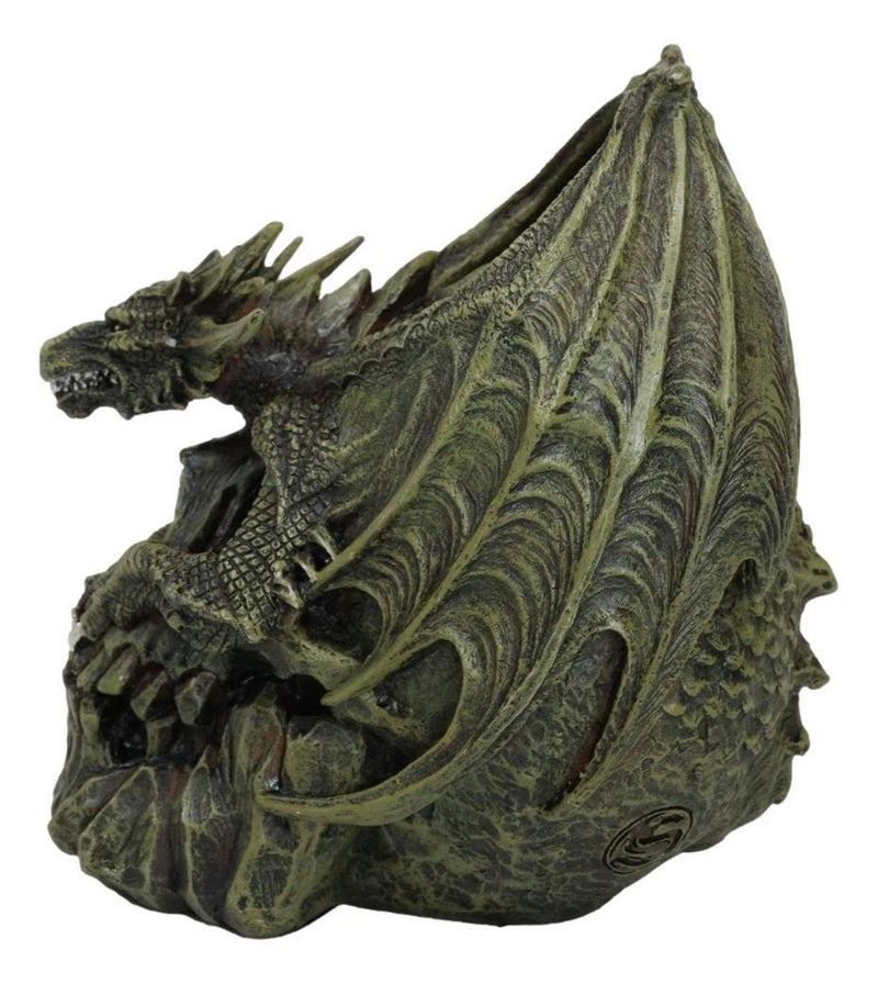 Hades Hellbringer Drogon Winged Behemoth Dragon Perching On Rocky Skull Figurine-7